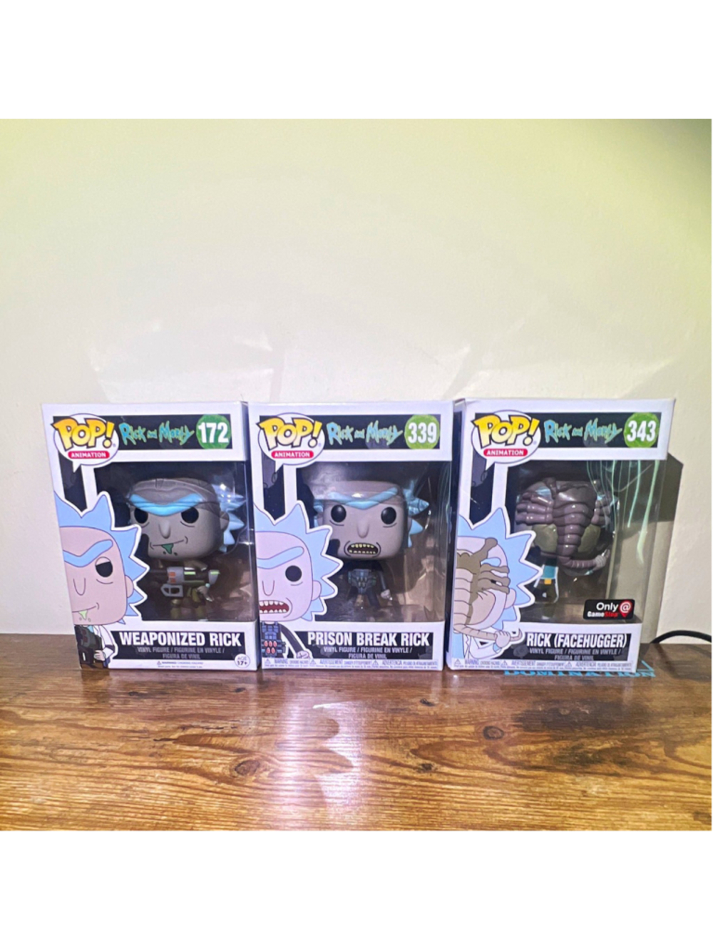Rick and Morty Rick (damaged face hugger Rick) Figures #172 #339 #343 (3)